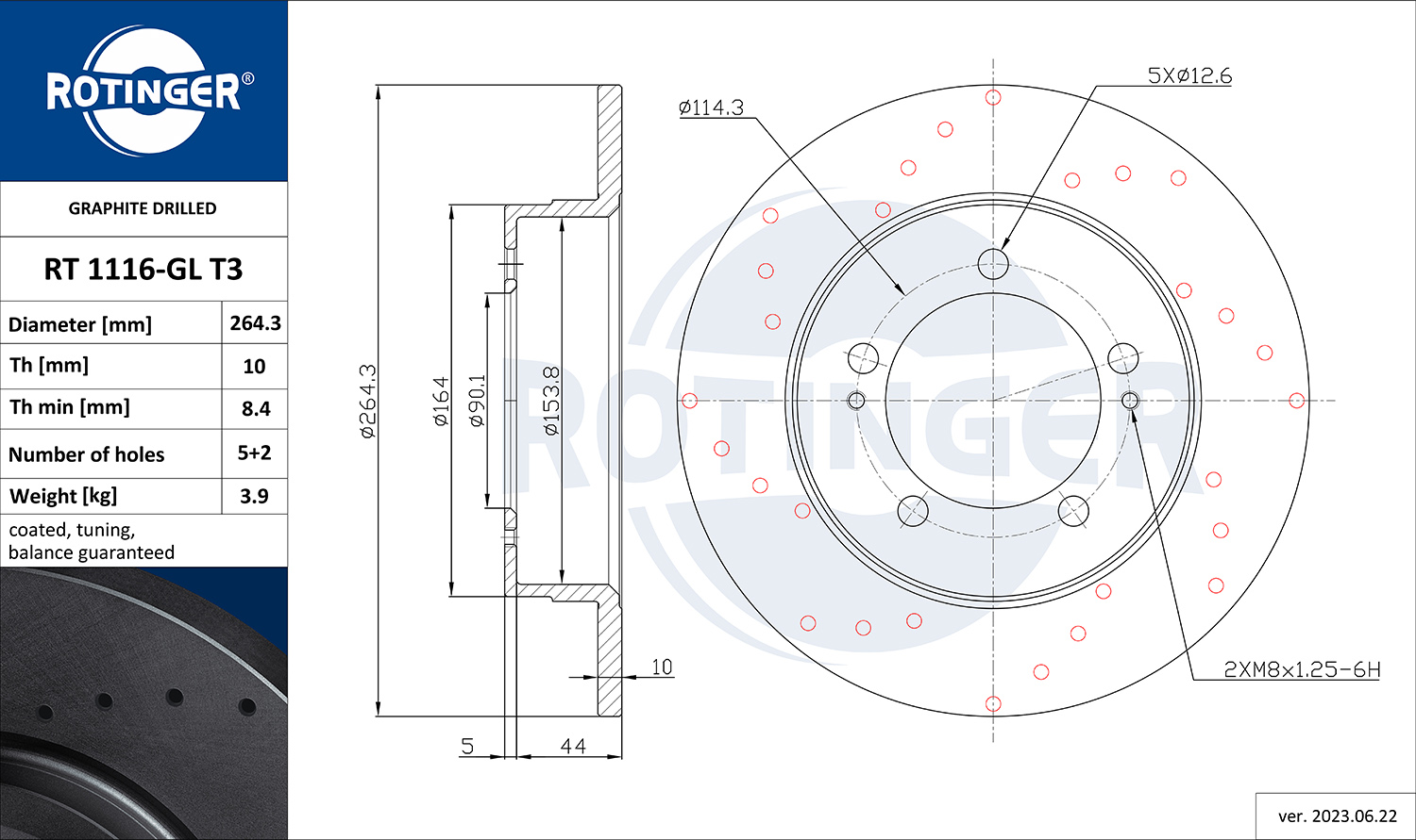 ROTINGER Féktárcsa, mind RT1116-GLT3_ROT